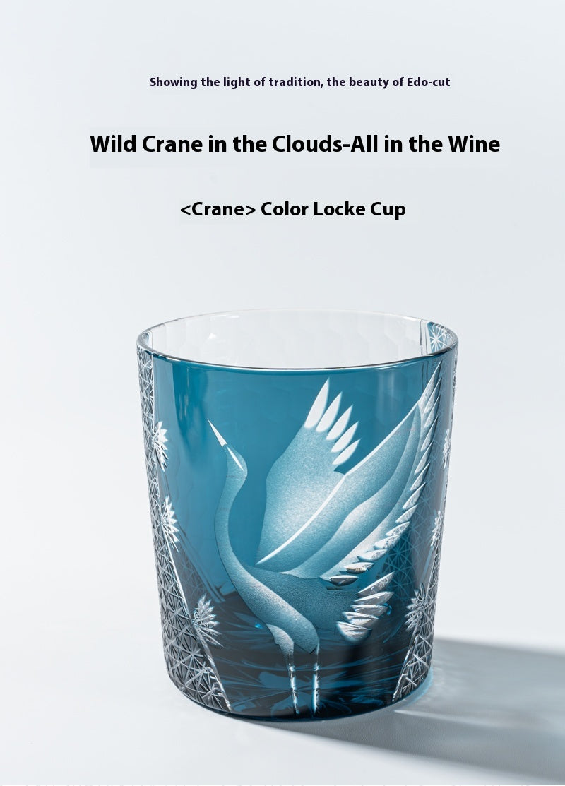Edo cut crane handmade foreign wine glass whiskey glass lead-free crystal glass