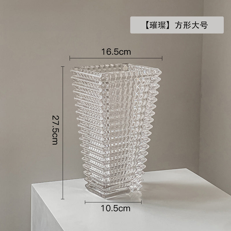 Vase ornament Living room flower arrangement glass transparent water nourishes light luxury and high-end sense | Bright