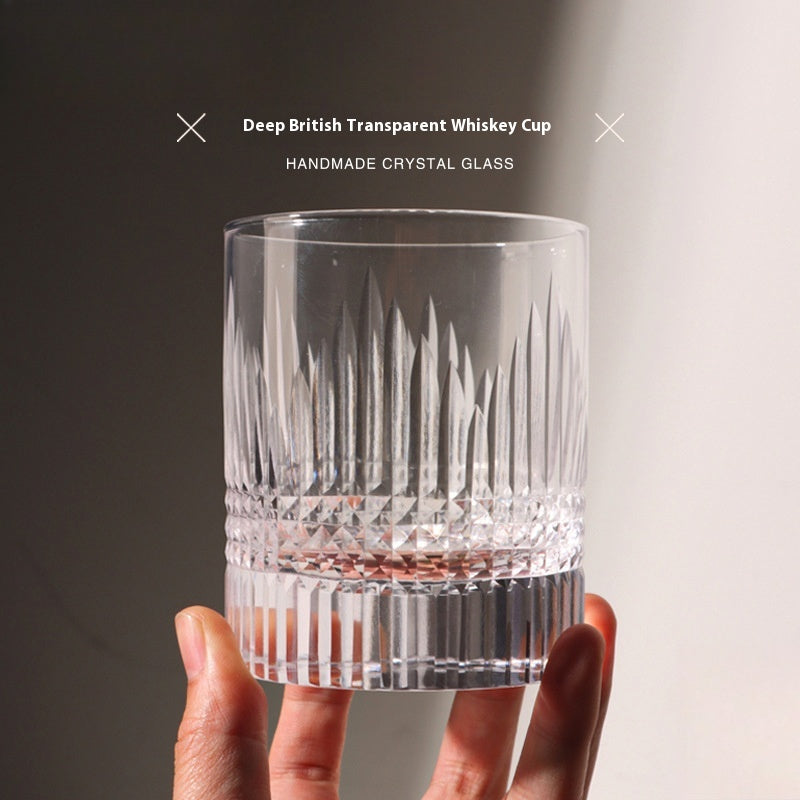 European wine glass transparent glass engraved cut cup | Remember