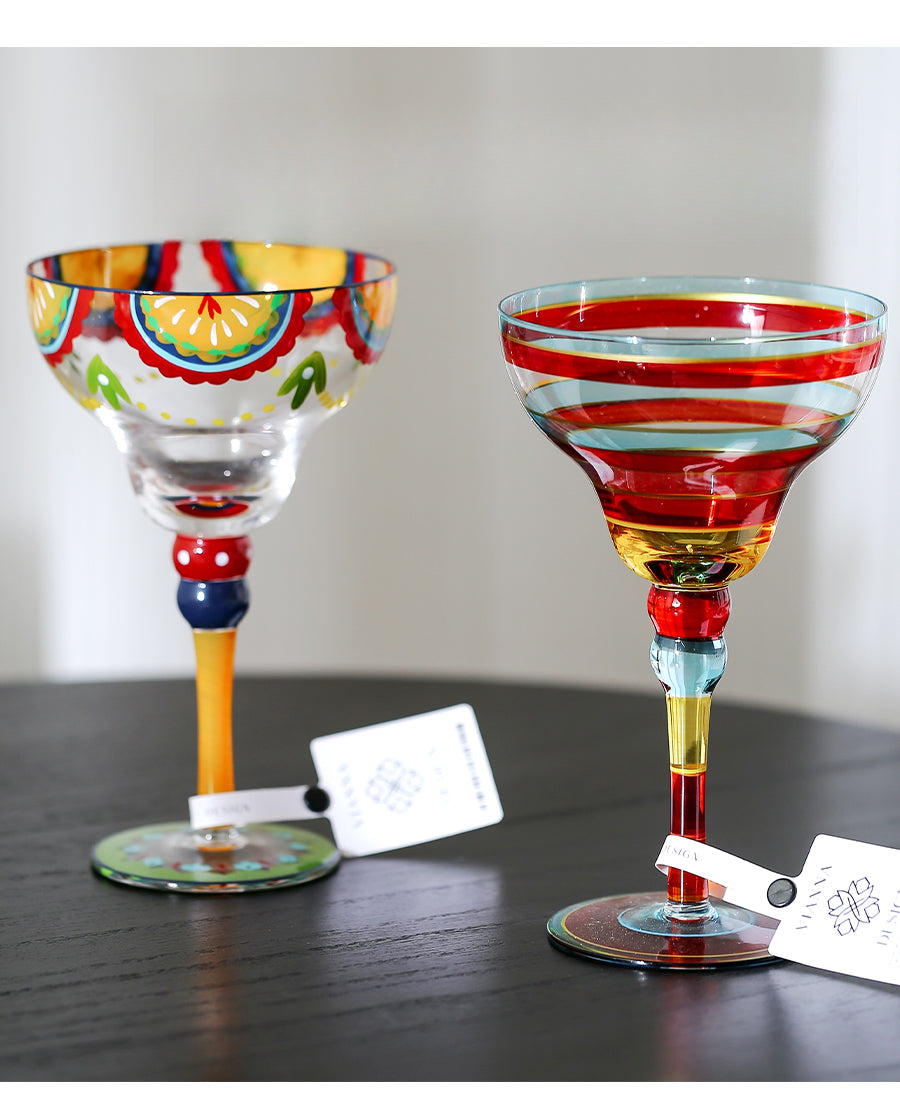 High-value hand-painted stained glass red wine glass cocktail glass birthday gift