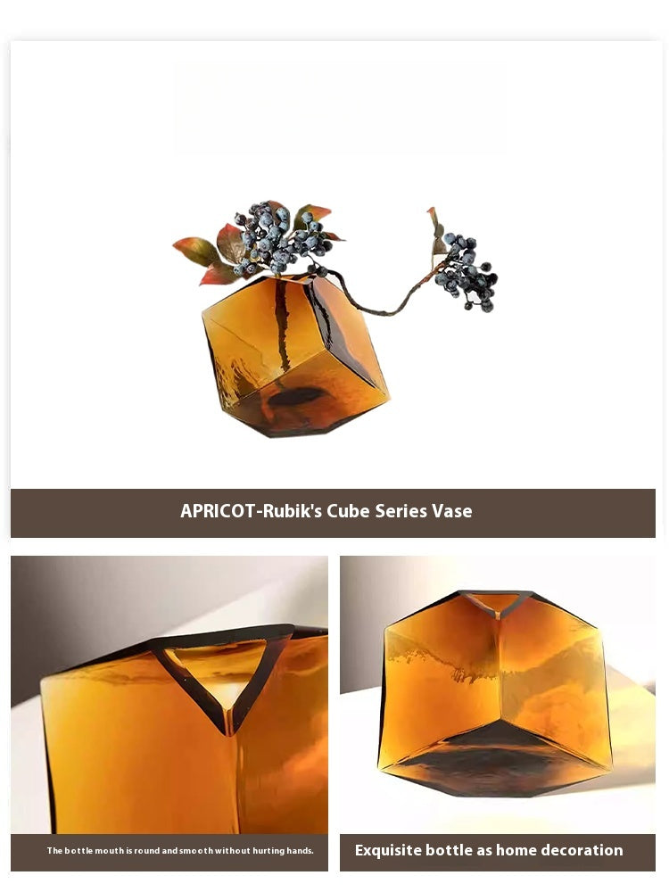 Vase concave Rubik's Cube hydroponic glass flower ware home light luxury ornament | Rubik's Cube