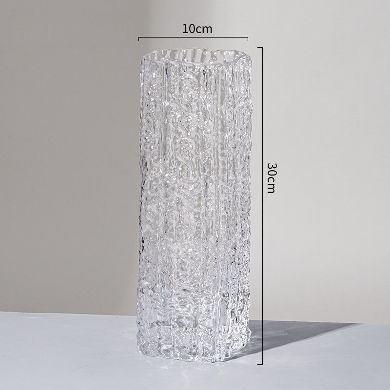 Glacier Vase Glass Transparent Flower Arrangement Living Room Dining Table Ornament | Extreme Frozen