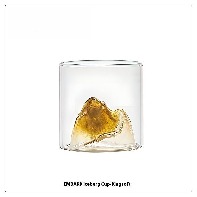 Cups Household Color 3D Stereoscopic Mountain View Heat-resistant Glasses Wine Glasses | Iceberg