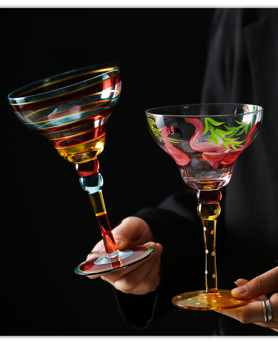 High-value hand-painted stained glass red wine glass cocktail glass birthday gift