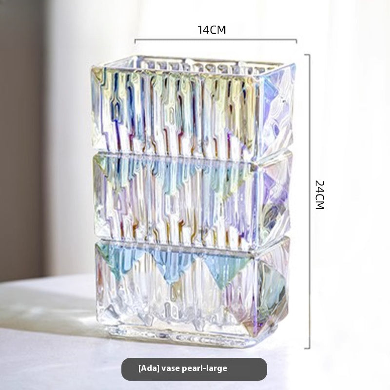 Vase ornament Living room flower arrangement glass transparent ins style light luxury high sense | Ada