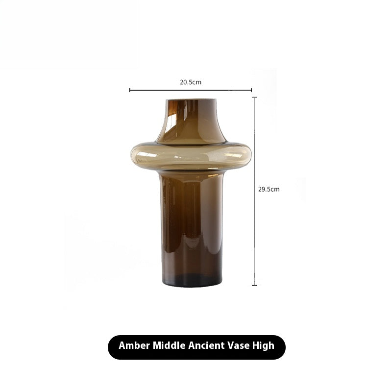 Vase light luxury medieval glass tabletop ornament high-end living room decoration | Focus
