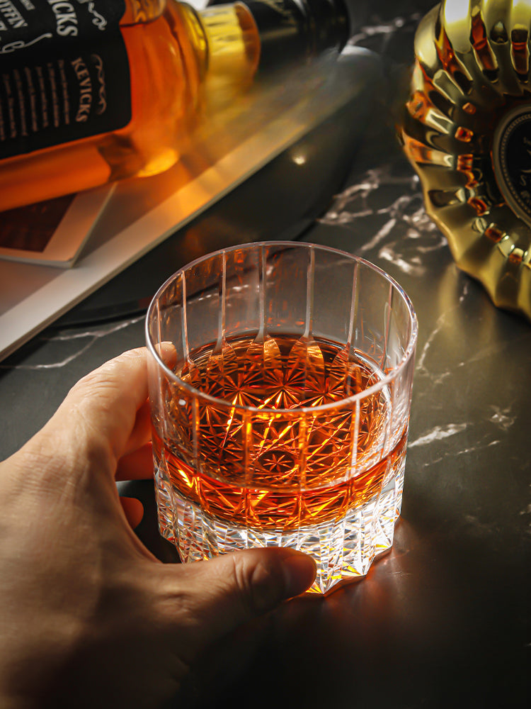 European wine glass transparent glass engraved cut cup | Remember