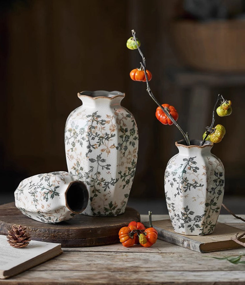 Vase retro star anise ceramic ice crack ornament living room new Chinese style | Linglong