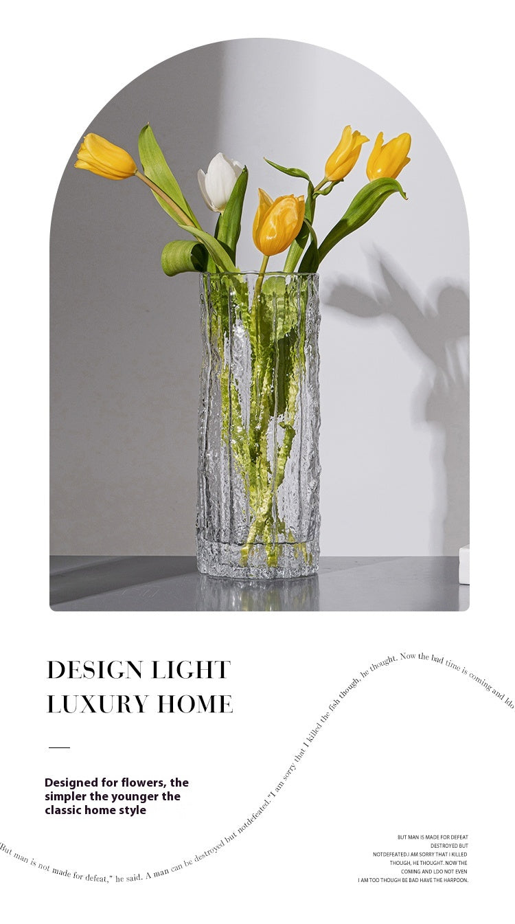Glacier Vase Glass Transparent Flower Arrangement Living Room Dining Table Ornament | Extreme Frozen