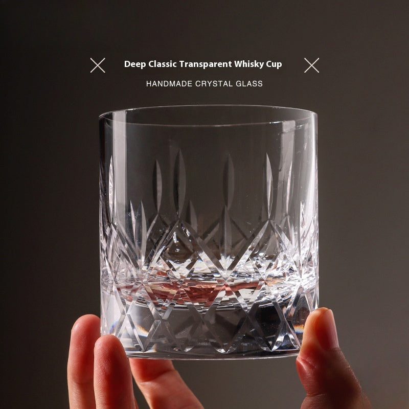 European wine glass transparent glass engraved cut cup | Remember