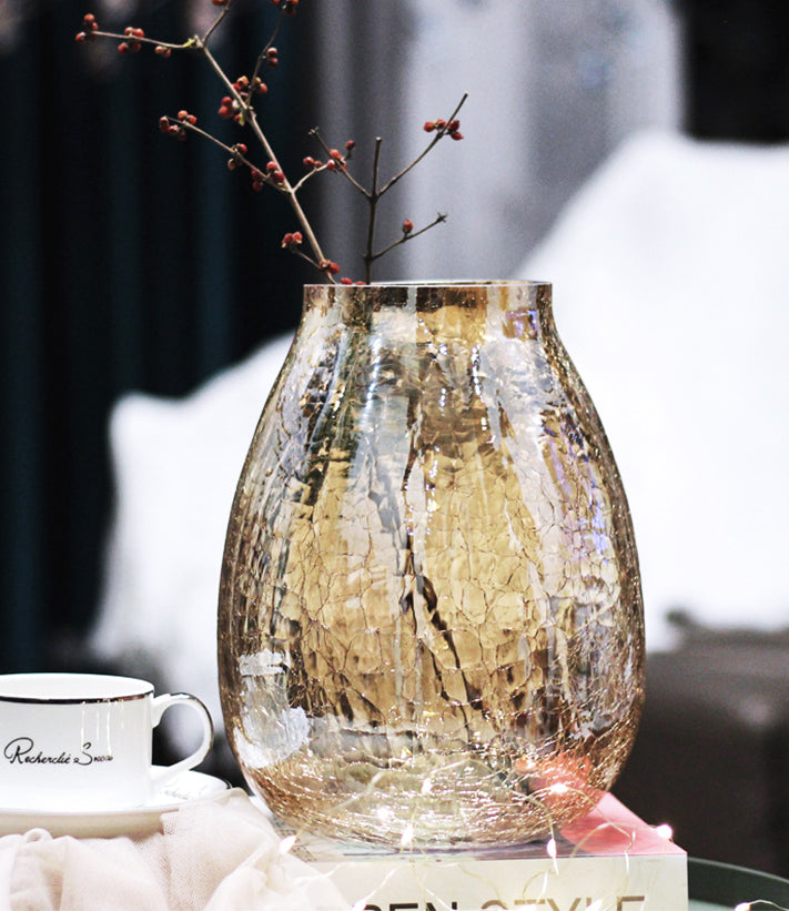 Creative light luxury cracked glass flower arrangement transparent home decoration | Ice flowers