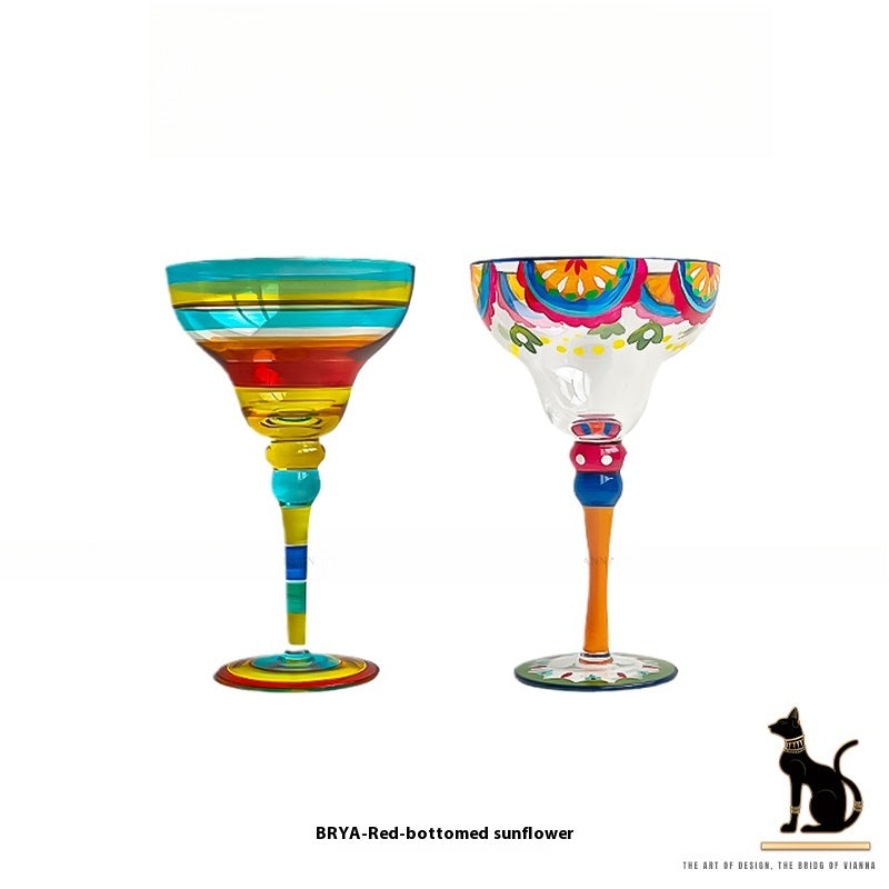 High-value hand-painted stained glass red wine glass cocktail glass birthday gift