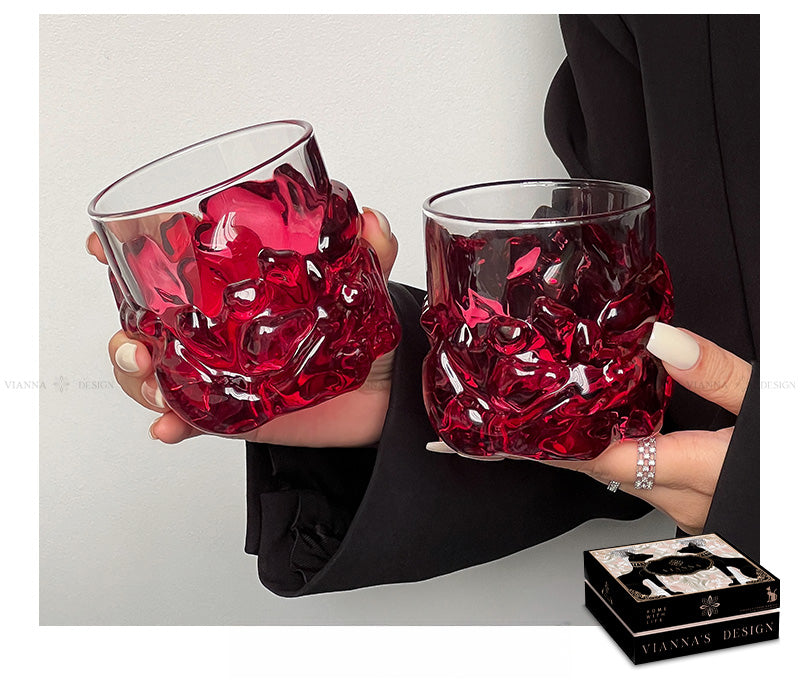 Rose Red · AHDN Creative Bright Glass Water Cup Household High Value Drink Cup Whiskey Glass