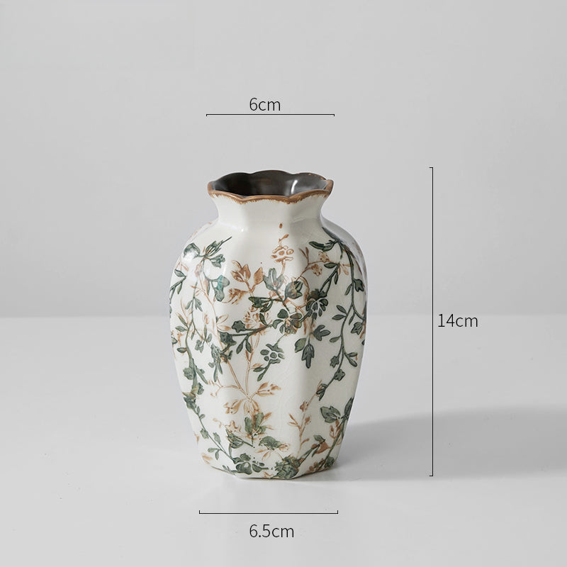 Vase retro star anise ceramic ice crack ornament living room new Chinese style | Linglong