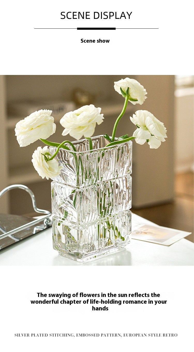 Vase ornament Living room flower arrangement glass transparent ins style light luxury high sense | Ada