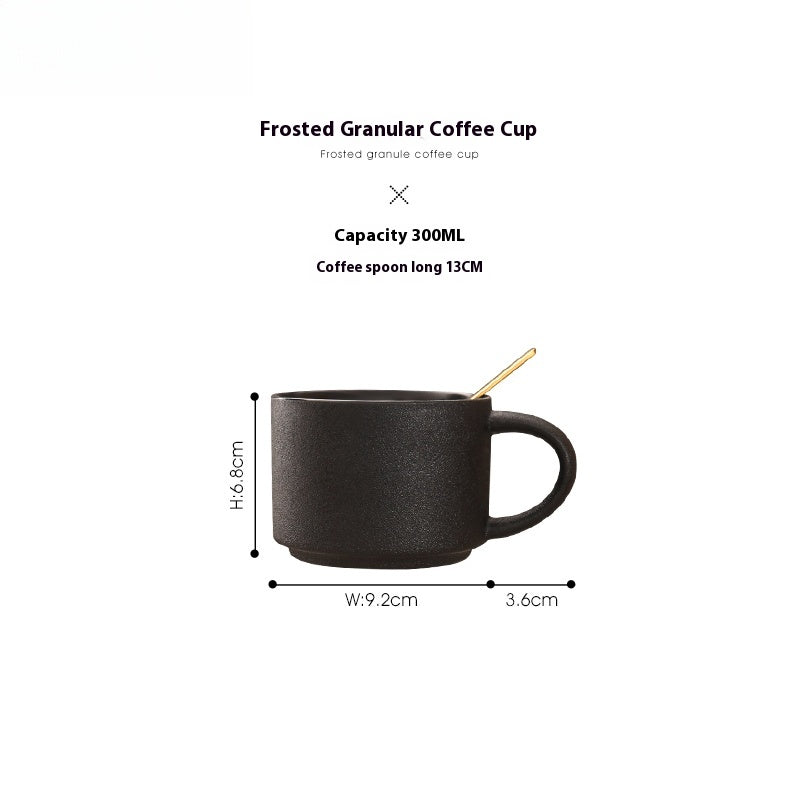 Cup with coffee cup ceramic with base with spoon black matte Nordic light luxury | Yaoblack
