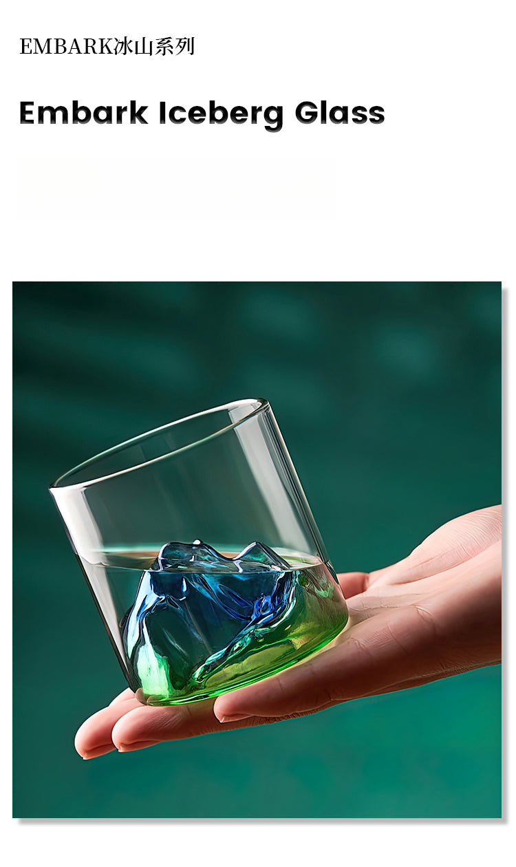 Cups Household Color 3D Stereoscopic Mountain View Heat-resistant Glasses Wine Glasses | Iceberg
