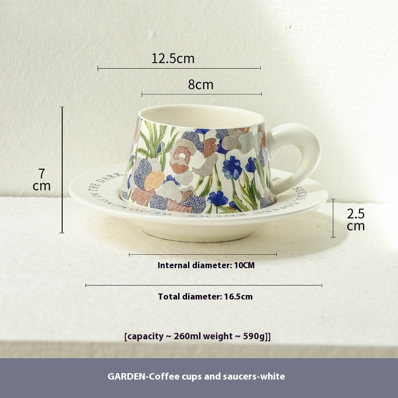 Cups Coffee Cups Saucers Ceramic Retro Watercolor Dim Sum Plate Flat Plate Household | Garden