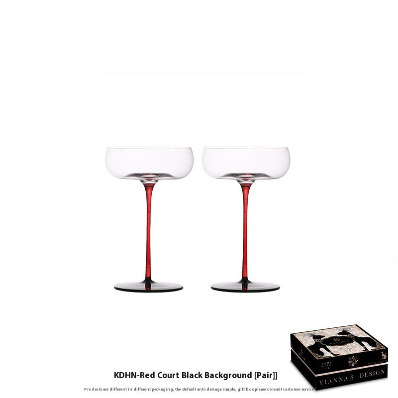 European red rod black background glass cocktail cup household tall ice cream cup