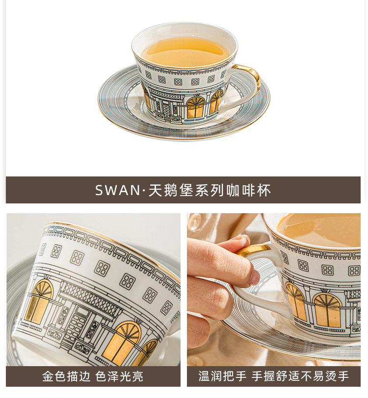 Tlife · Schwan · Tasse Keramik Kaffeeservice Nachmittagstee Phnom Penh Europäischer leichter Luxus | Schwanenschloss