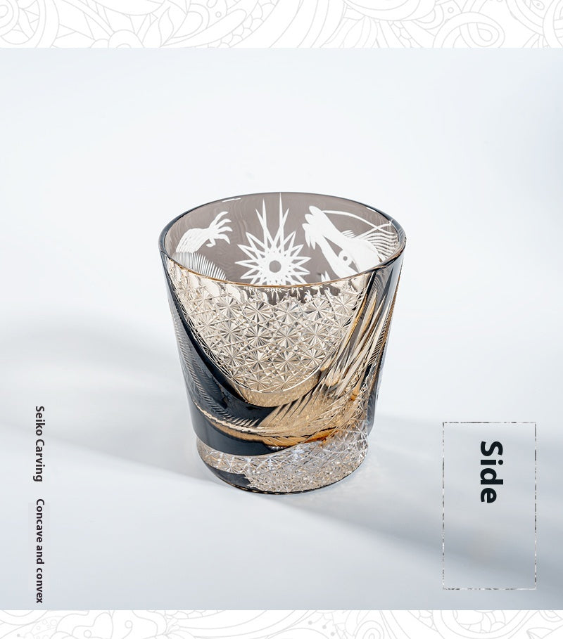Year of the Dragon limited edition, black dragon cup, hand-carved foreign wine cup, whiskey glass, lead-free crystal glass, high-end.