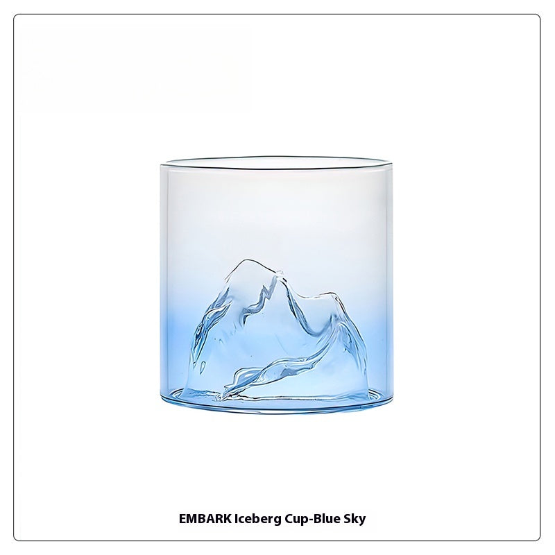 Cups Household Color 3D Stereoscopic Mountain View Heat-resistant Glasses Wine Glasses | Iceberg