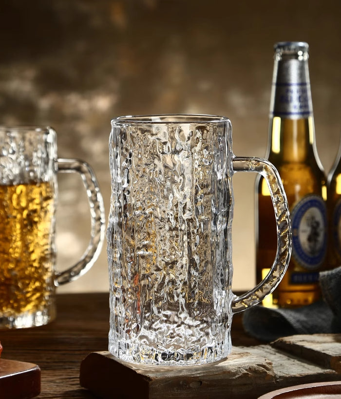 Premium Sense Draft Beer Cup with Handle Large Capacity Crystal Glass Set | Bark