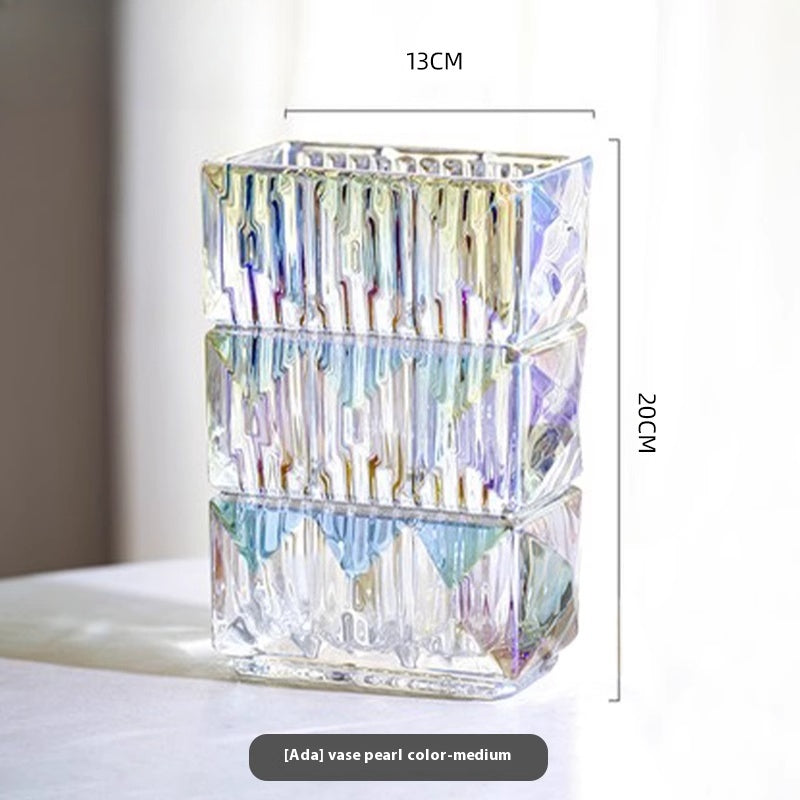 Vase ornament Living room flower arrangement glass transparent ins style light luxury high sense | Ada