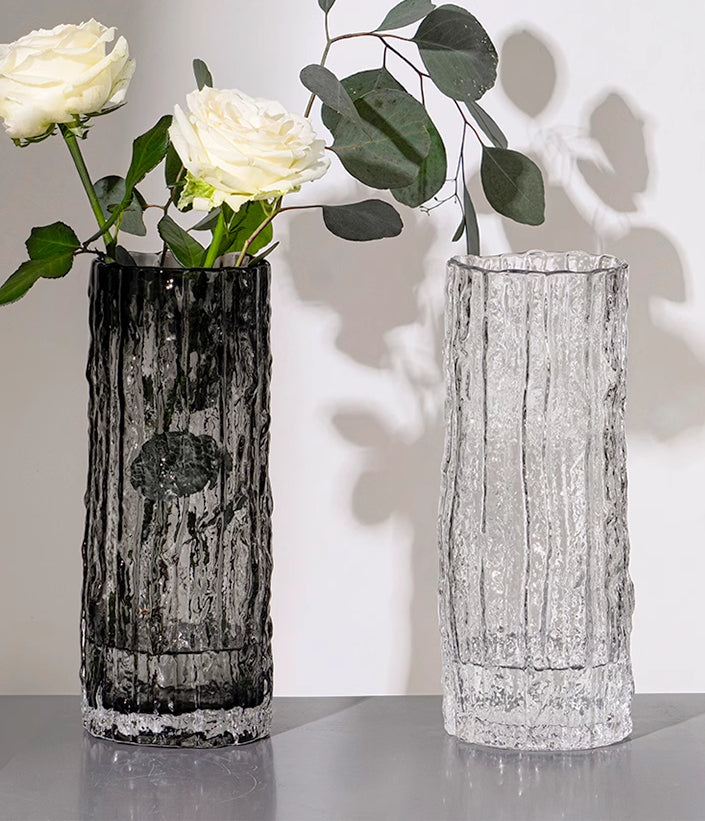 Glacier Vase Glass Transparent Flower Arrangement Living Room Dining Table Ornament | Extreme Frozen
