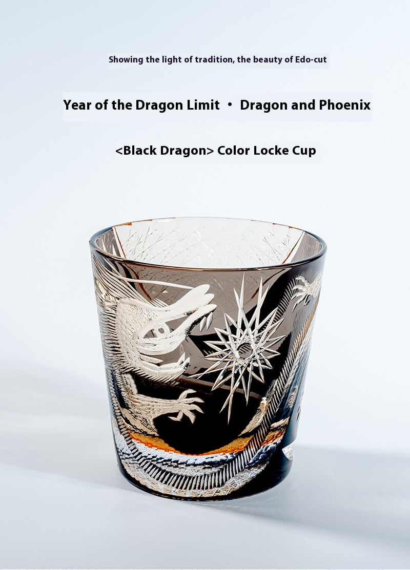 Year of the Dragon limited edition, black dragon cup, hand-carved foreign wine cup, whiskey glass, lead-free crystal glass, high-end.