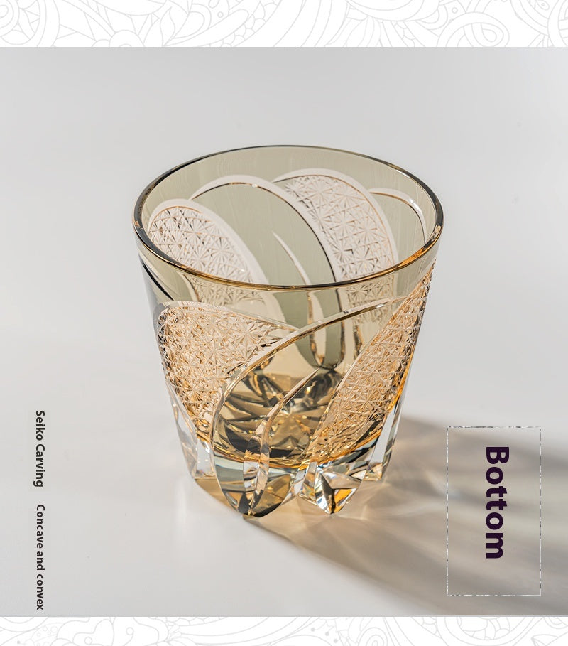 Edo Cut Moon Rainbow Lock Cup Handmade Crystal Cup Foreign Wine Cup Whisky Glass Premium