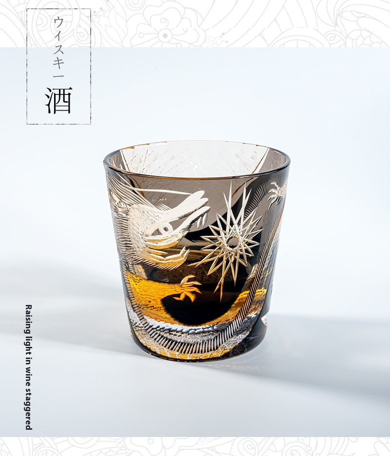 Year of the Dragon limited edition, black dragon cup, hand-carved foreign wine cup, whiskey glass, lead-free crystal glass, high-end.