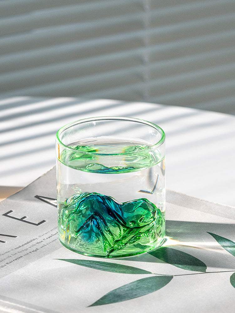 Cups Household Color 3D Stereoscopic Mountain View Heat-resistant Glasses Wine Glasses | Iceberg