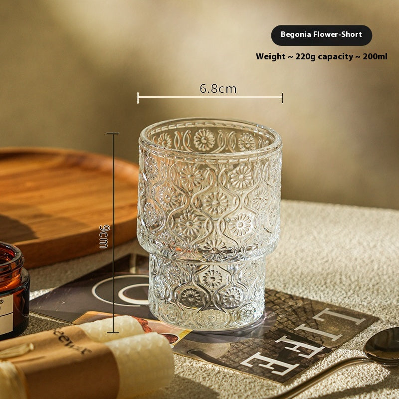 Niche medieval relief glass bubble juice cup beer cup | locust flower