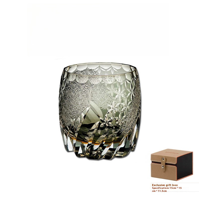 Edo cut cup dancing in the wind wind wind light luxury art pure hand-carved whiskey glass