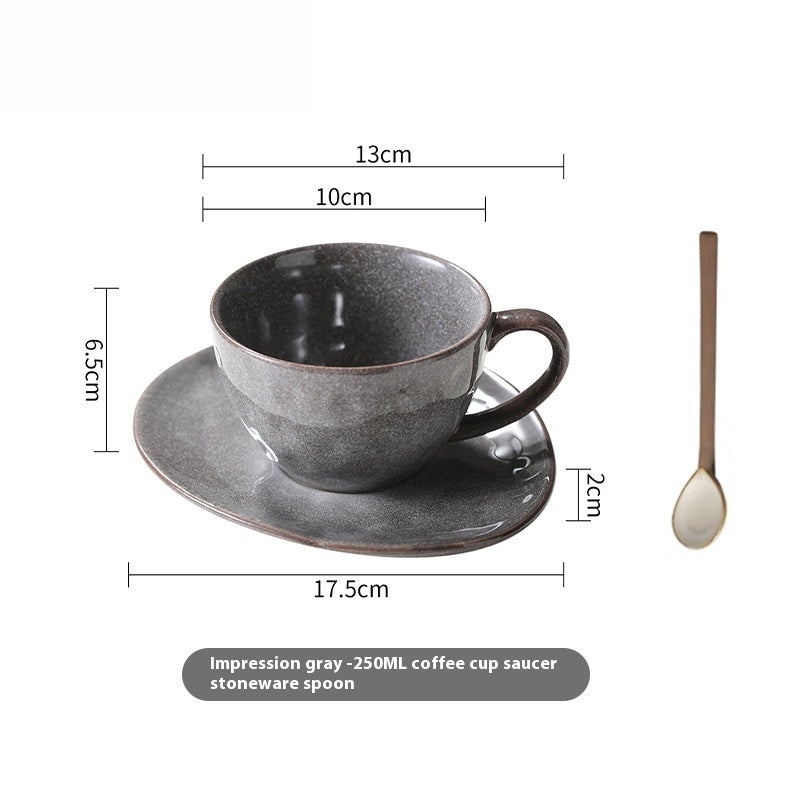 Cup with coffee cup and saucer set, retro kiln-changed ceramic 250ml latte cup | Starry Sky