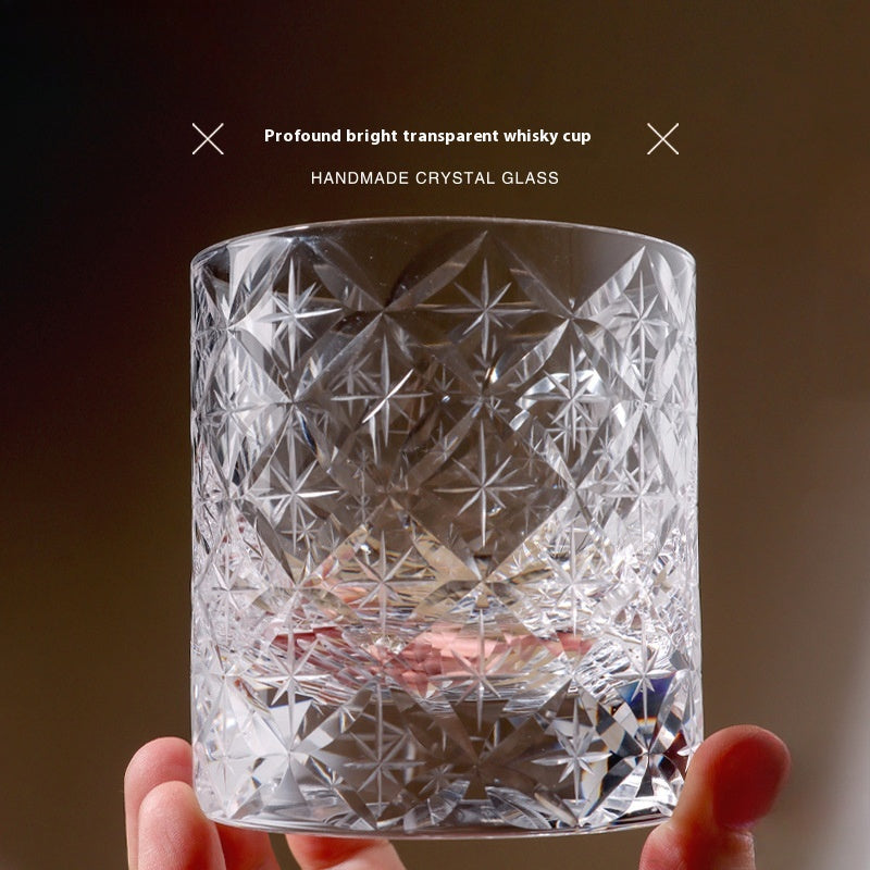 European wine glass transparent glass engraved cut cup | Remember
