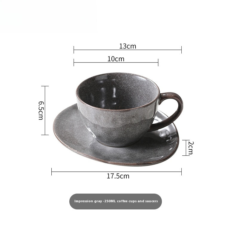 Cup with coffee cup and saucer set, retro kiln-changed ceramic 250ml latte cup | Starry Sky