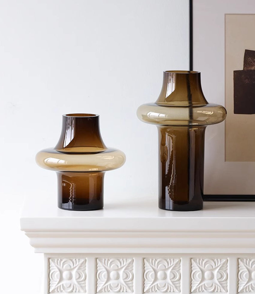 Vase light luxury medieval glass tabletop ornament high-end living room decoration | Focus
