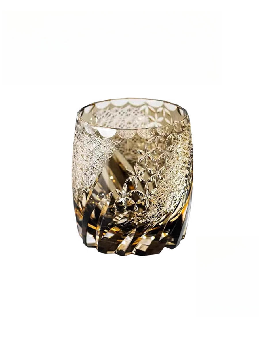 Edo cut cup dancing in the wind wind wind light luxury art pure hand-carved whiskey glass