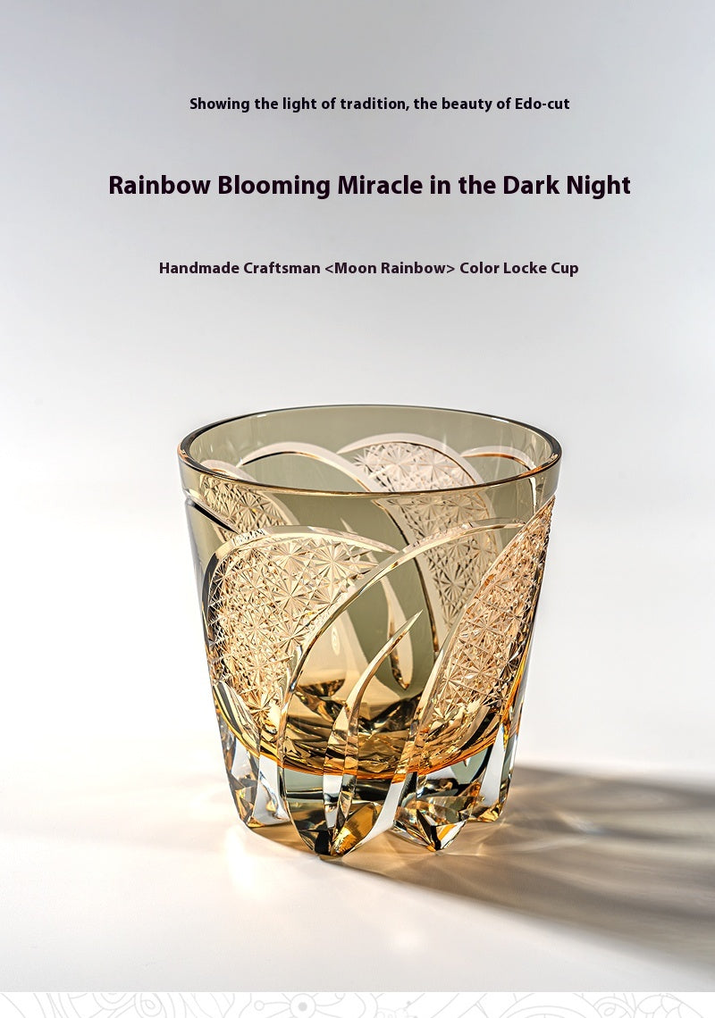 Edo Cut Moon Rainbow Lock Cup Handmade Crystal Cup Foreign Wine Cup Whisky Glass Premium