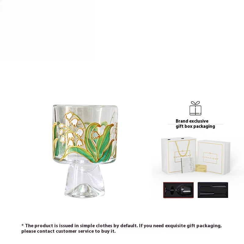 Cups, glasses, creative high-value tulip painted water cups, foreign wine cups, floral fragrance