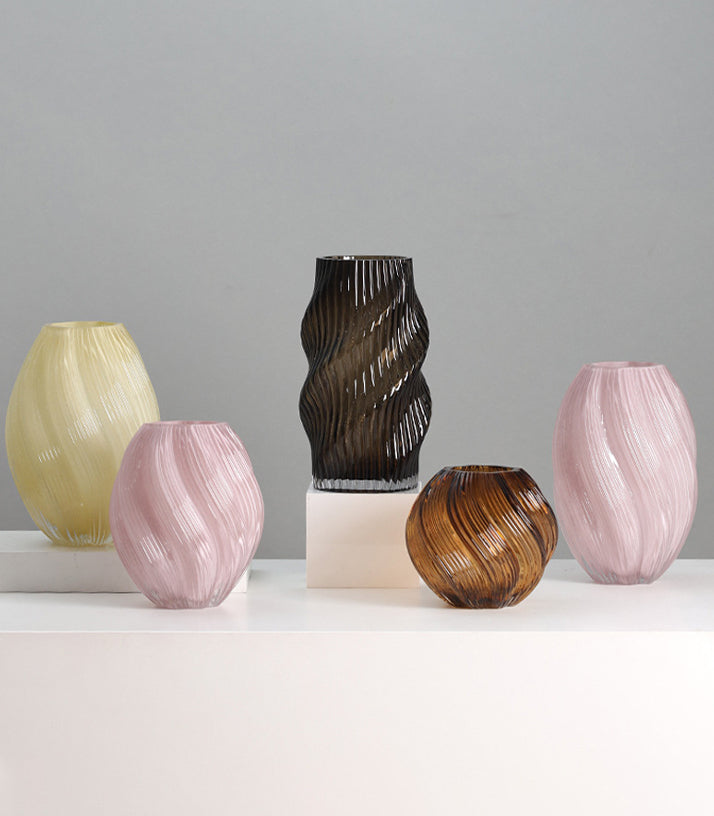 Vase Irregular Twist Glass Flower Arranger Modern ins Home Ornament | Spiral