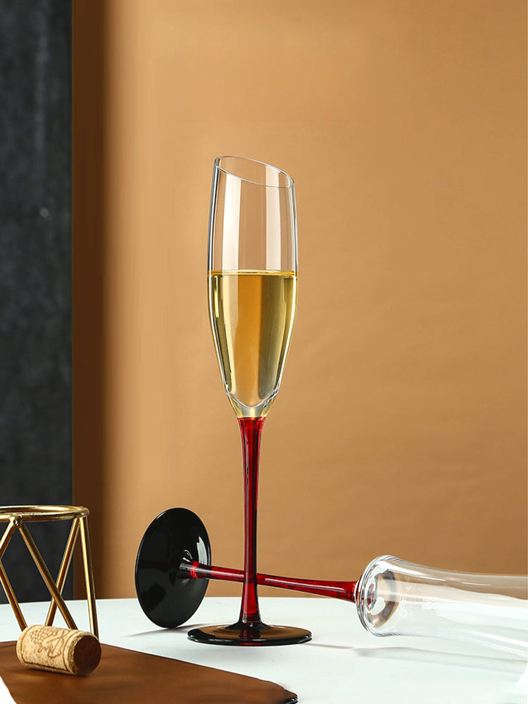 European Champagne Glass Set Creative Crystal Glass Wine Glass Goblet | Red Rod