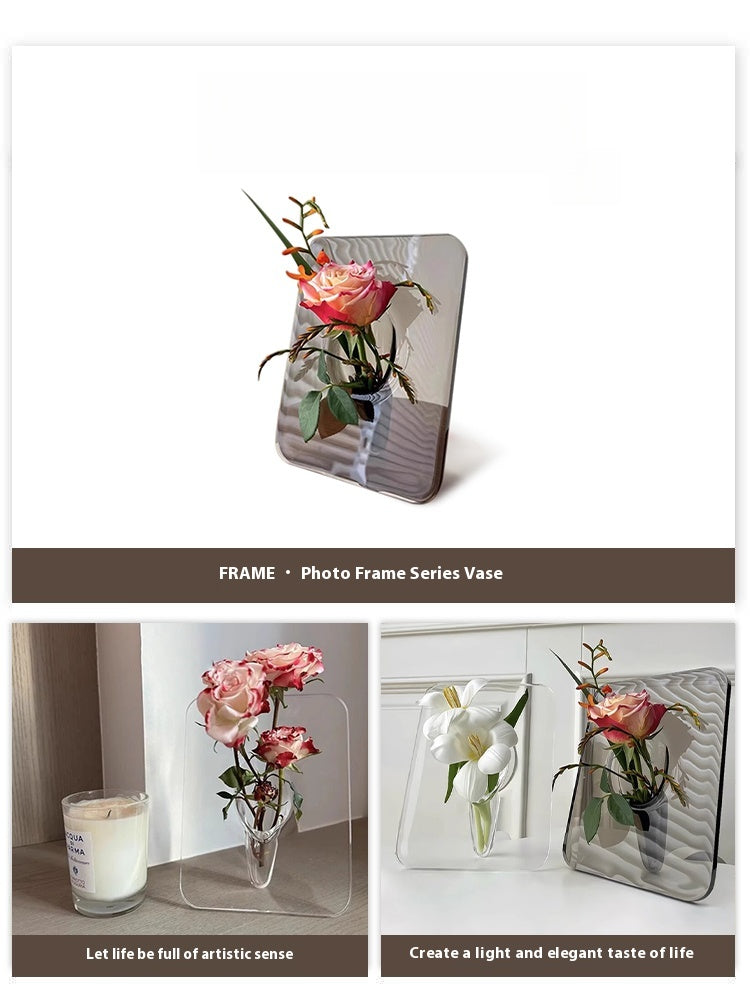 Vase Nordic ins premium sense transparent desktop porch flower arrangement ornament | Photo frame