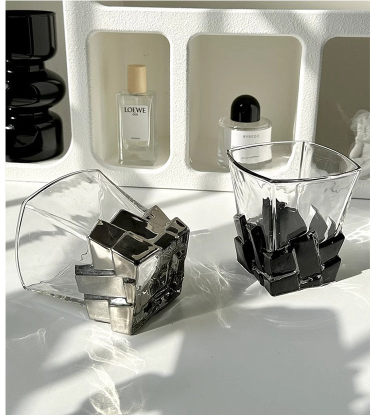 Glass with Wine Glass Creative Light Luxury Glass Premium Whiskey Cup | Ice Cubes