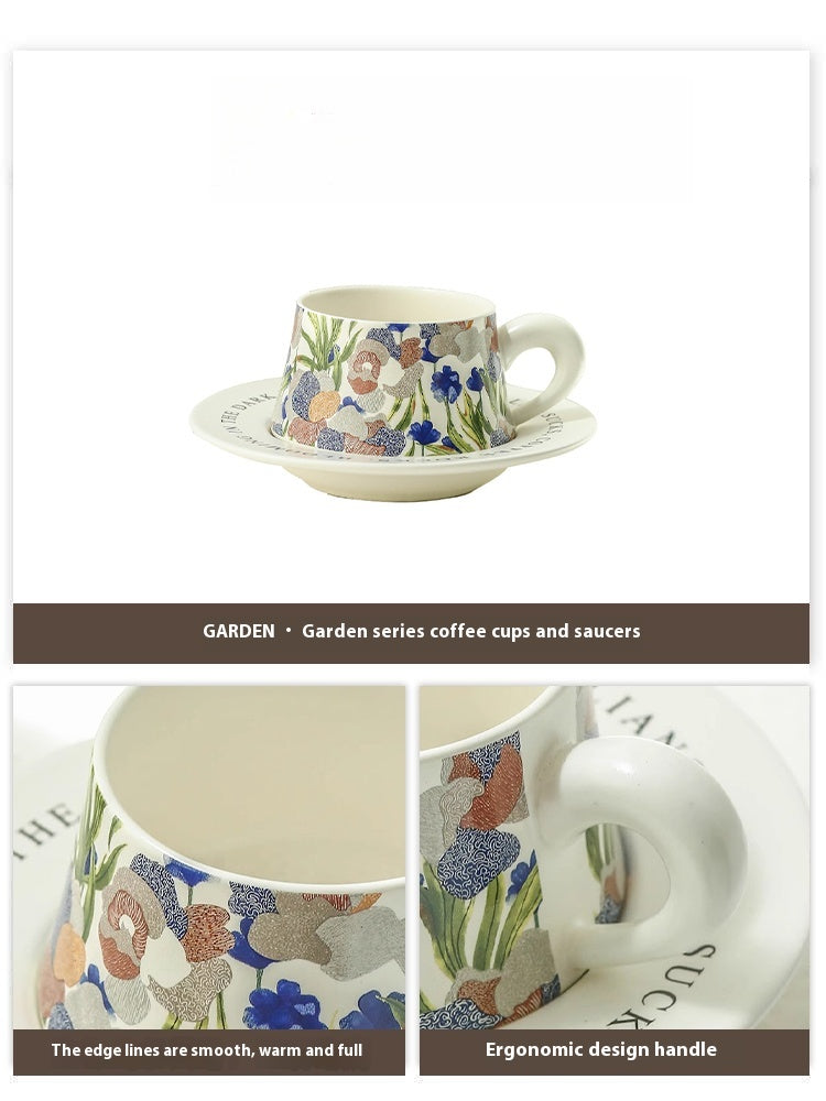 Cups Coffee Cups Saucers Ceramic Retro Watercolor Dim Sum Plate Flat Plate Household | Garden