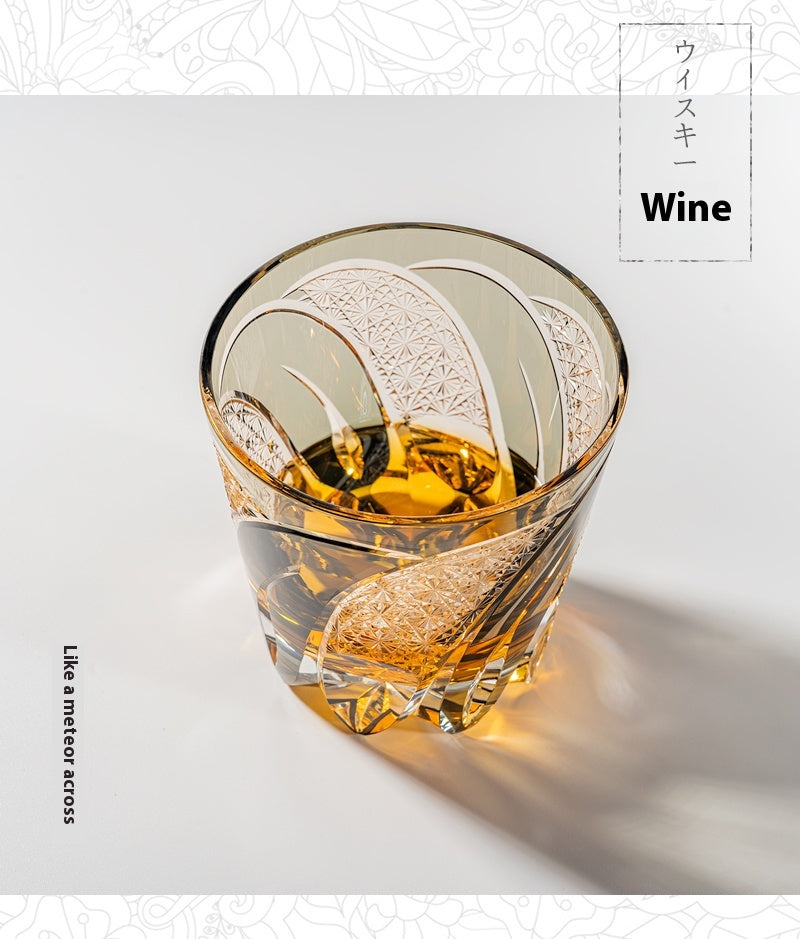 Edo Cut Moon Rainbow Lock Cup Handmade Crystal Cup Foreign Wine Cup Whisky Glass Premium
