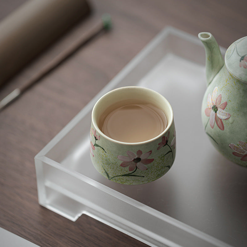 手描きの雛菊陶器の主人のカップの精緻なお茶のカップ家庭用のカップの高い足のカップのギフトセットのBrasilien 
