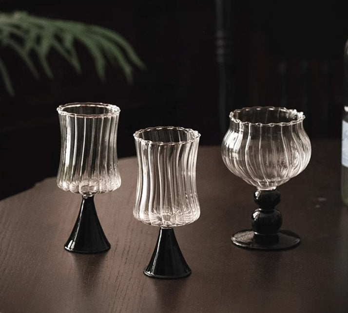 Medieval Creative Glass Wine Glass Household Black Rod Tall Juice Glass Wine Glass